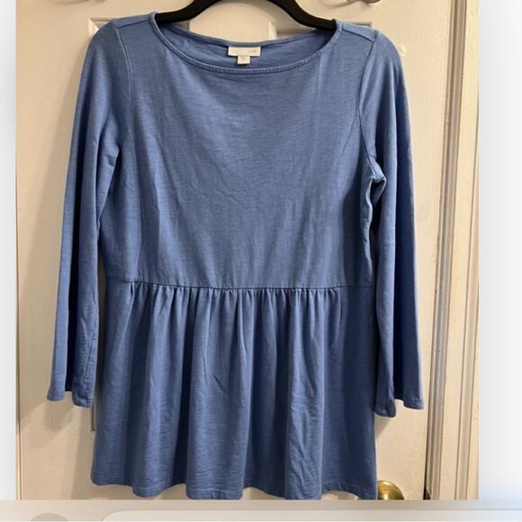 BEAUTIFUL J.Jill Blue Pleated Peplum Cotton Blouse M/L - Picture 1 of 4